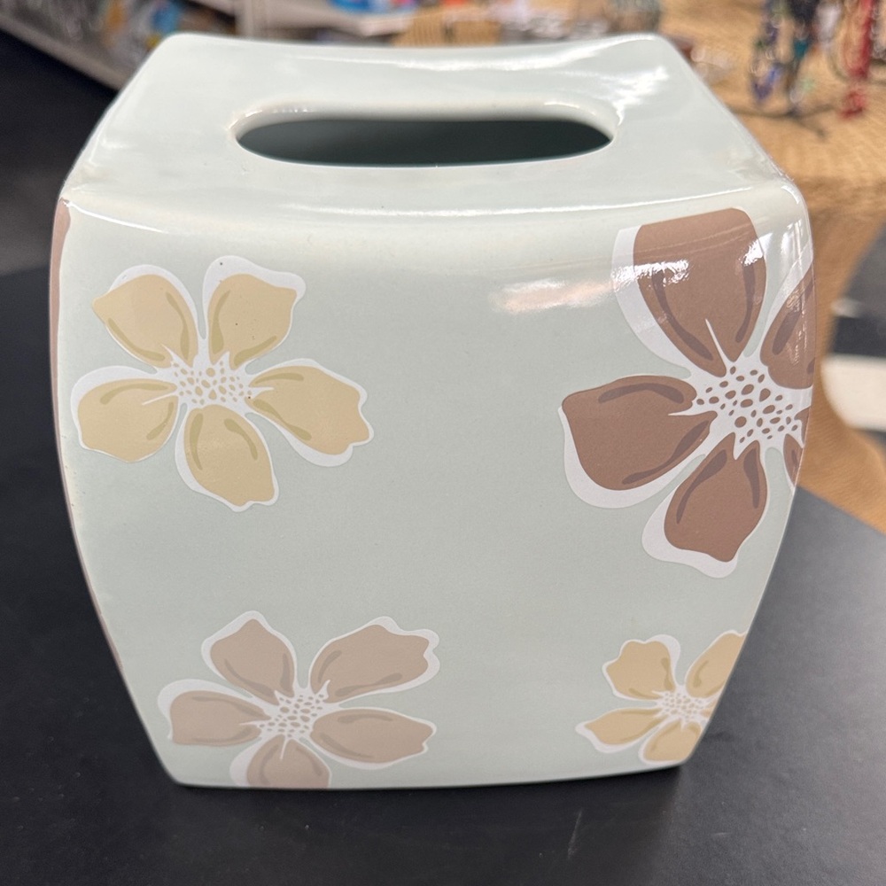 Floral Ceramic Tissue Box Cover